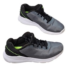 Fila Grey Black Mesh Running Sneaker Lime Green Accents Athletic Shoes Youth 5.5