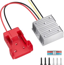 18V to 12V Step-Down Converter for Milwaukee M18 Battery Adapter, DC 12V 20A