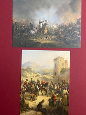 2 x Napoleonic Battle military art Postcards Vitoria and Quatre Bras