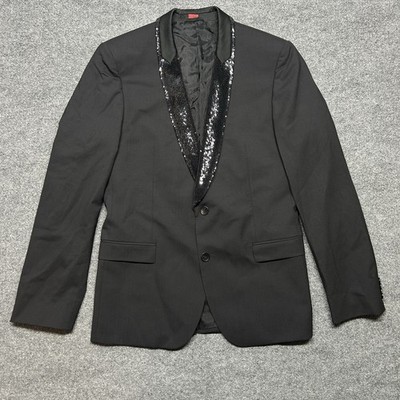 Hugo Boss Sequin Lapel Blazer Tuxedo Mens Size 42R Virgin Wool Red Label Germany