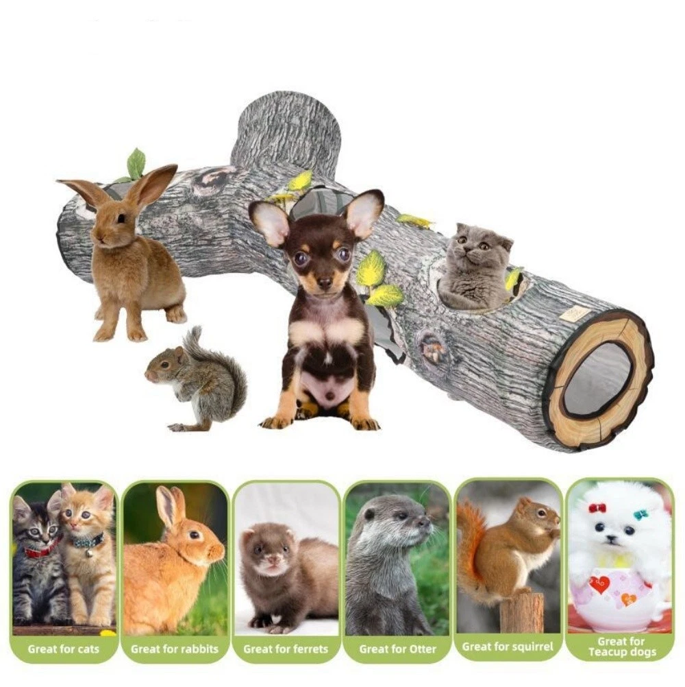 3 Way Cat Tunnel Tree Trunk Foldable Cat Toy Tube for Indoor Cats 59in
Opens in a new window or tab