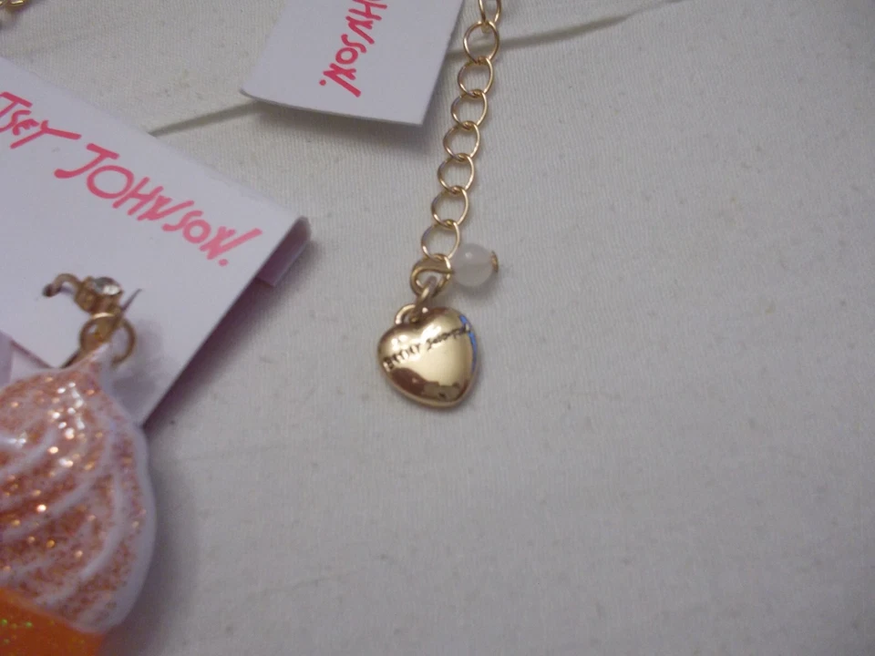 BETSEY JOHNSON FUN PUMKIN SPICE LATTE JEWELED CHAIN NECKLACE NECKLACE/EARRINGS - Image 3 of 4