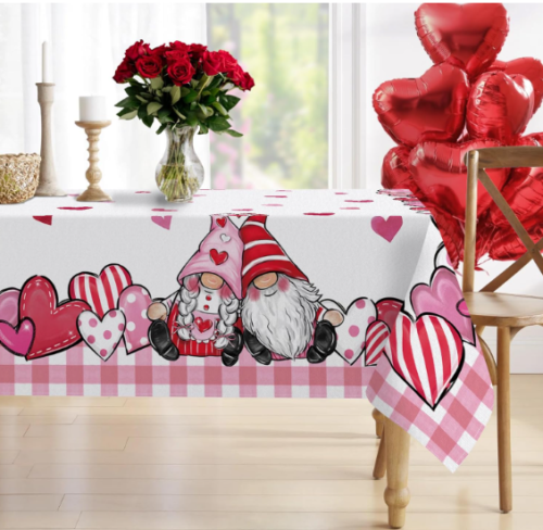 Valentines Day Decor Tablecloth 60X84 Inch: Valentine’S Day Decorations Heart Ta