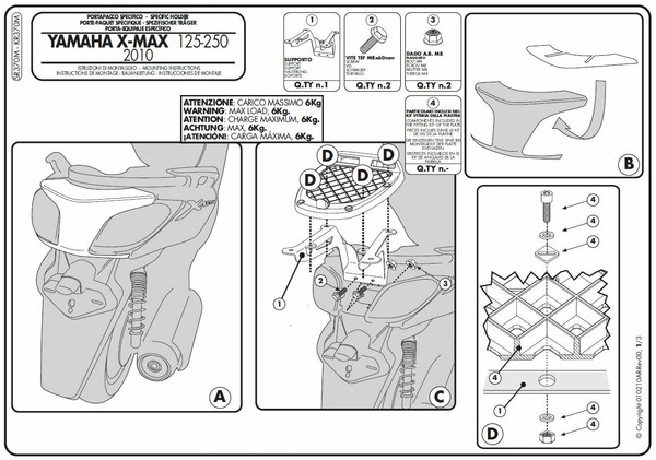 SR370M Givi Monolock® Topcase Halterung FüR MBK Skycruiser 125 2010 2011 2012-image