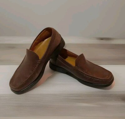 Geox Respira Men's Smooth Leather Moc Toe Driving Loafer Shoes Size 10 - Brown