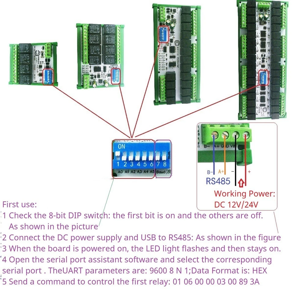 RYR432D DC12/24V 20A 32 Channel RS485 Relay Module Multifunction Modbus - Image 4 of 4