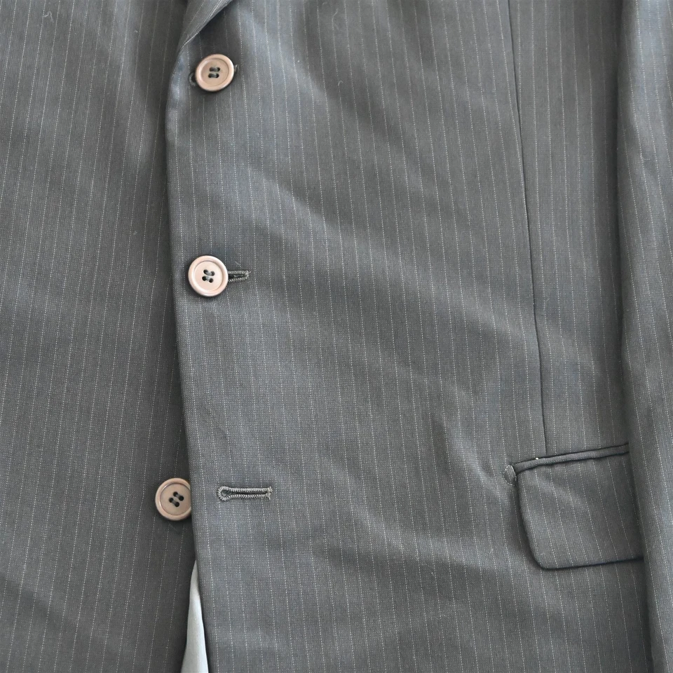 Louis Feraud 46R 36x36 Gris Rayas 100% Lana Hombre Chaqueta Pantalones Traje Foto 3 de 4