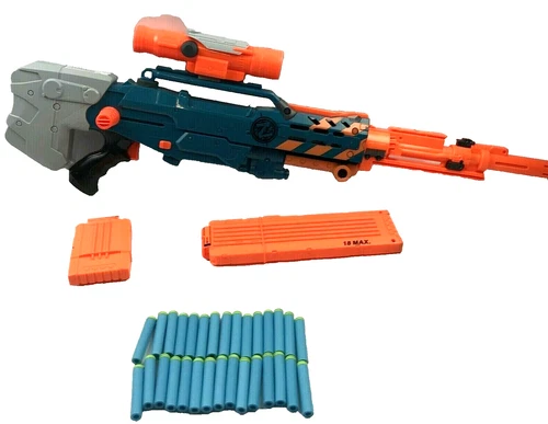 Nerf Zombie Strike Longshot Z Squad Dart Gun CS-18 Blaster plus extras darts sco
