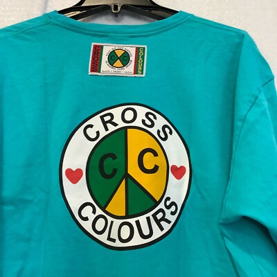Cross Colours Mens Peace Graphic Print Crew Neck Short Sleeve