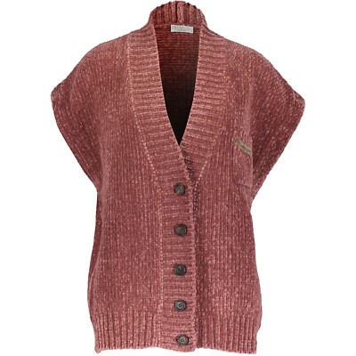 Neu BRUNELLO CUCINELLI weiche Fleece ärmellose Kaschmir Strickjacke Gr. M UVP 2100£