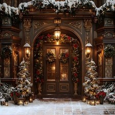 10'x10' CP Trees Snow Doorway Scenic Microfiber Fabric background backdrop SD168