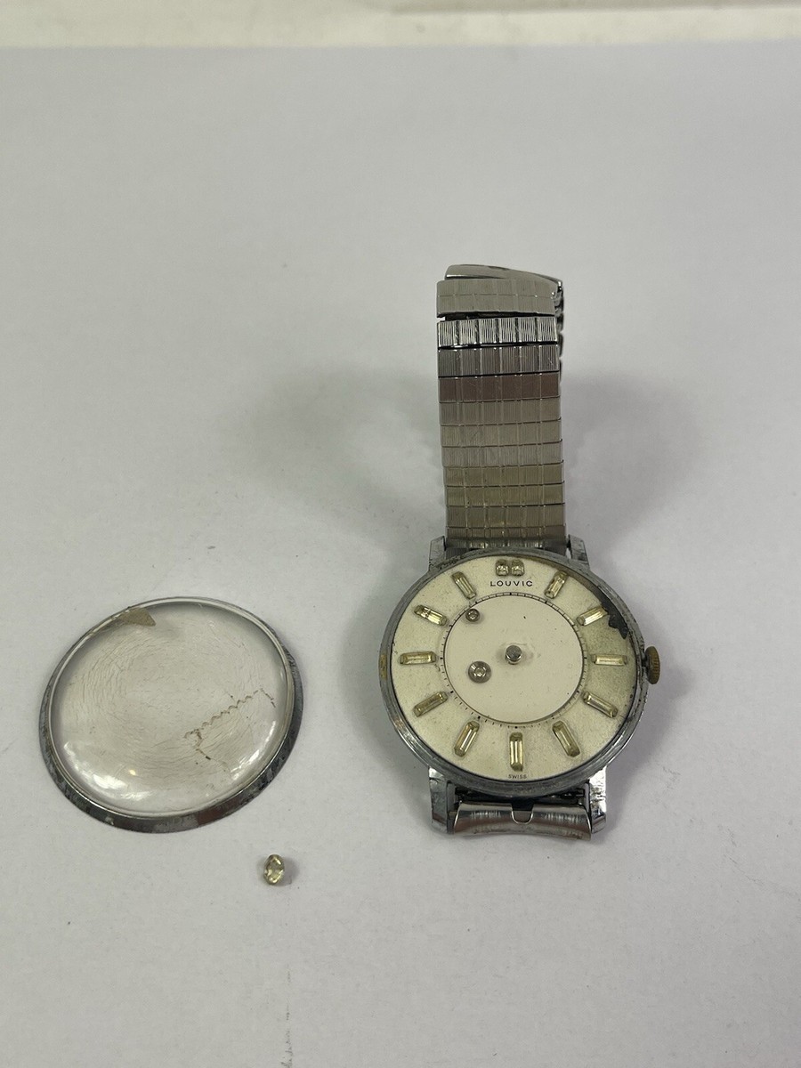 Vintage Early Louvic De Luxe Mystery Dial Floating Hands 17 Jewels Watch  Mens