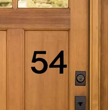 Stick-On House Numbers - No 54 - Satin Black - 10cm - Door, Fence, Gate