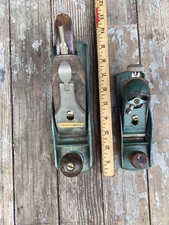 Pair craftsman green hand planes: bench #187.37054 & block #187.37051 USA made