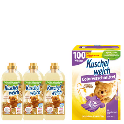 4tlg Set Kuschelweich Waschmittel Weichspüler Glücksmoment