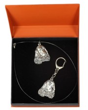 Cocker Spaniel - necklace, keyring, set with a dog in orange box, Art Dog USA