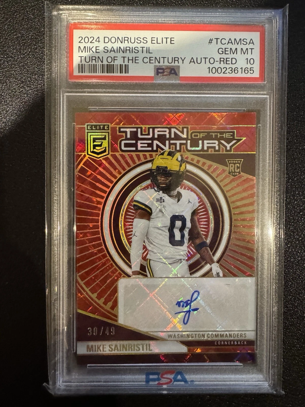 Mike Sainristil Panini Donruss Elite Turn of the Century Autographs #TCAMSA Red