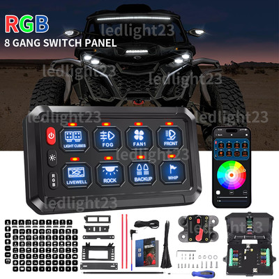 RGB 8 Gang Switch Panel APP control fit 1984-2024 Can-Am Maverick X3 RR UTV ATV