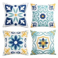 Set of 4 Outdoor Pillow Covers Boho Geometric Throw Pillow Covers 18x18 Inch