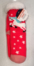 Sherpa Lined Non-Slip Women's Hot Pink UNICORN Theme Slipper Socks One Size CUTE