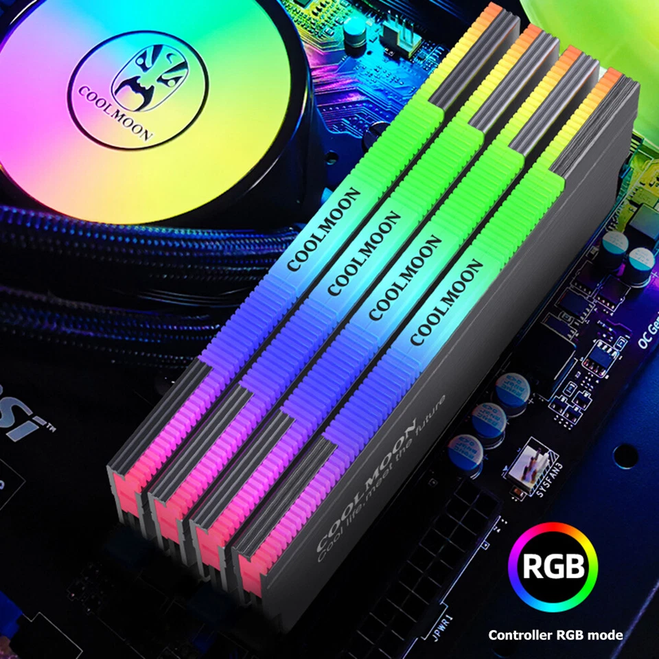 COOLMOON LED A-RGB RAM Kühler Heatsink Memory 3PIN Aura Asus Asrock MSI Gigabyte - Bild 4 von 4