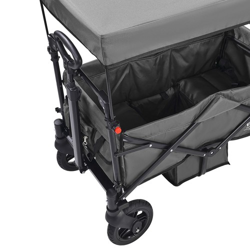 VEVOR Wagon Passeggino Push Pull Quad Pieghevole per 2 Bambini Tettuccio Grigio - Foto 12 di 12
