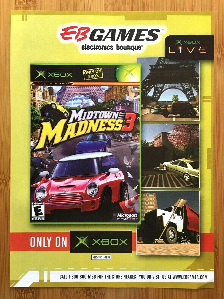 Midtown Madness Xbox 2003 Vintage Print Ad/Poster Official EB GAMES Promo  Art!
