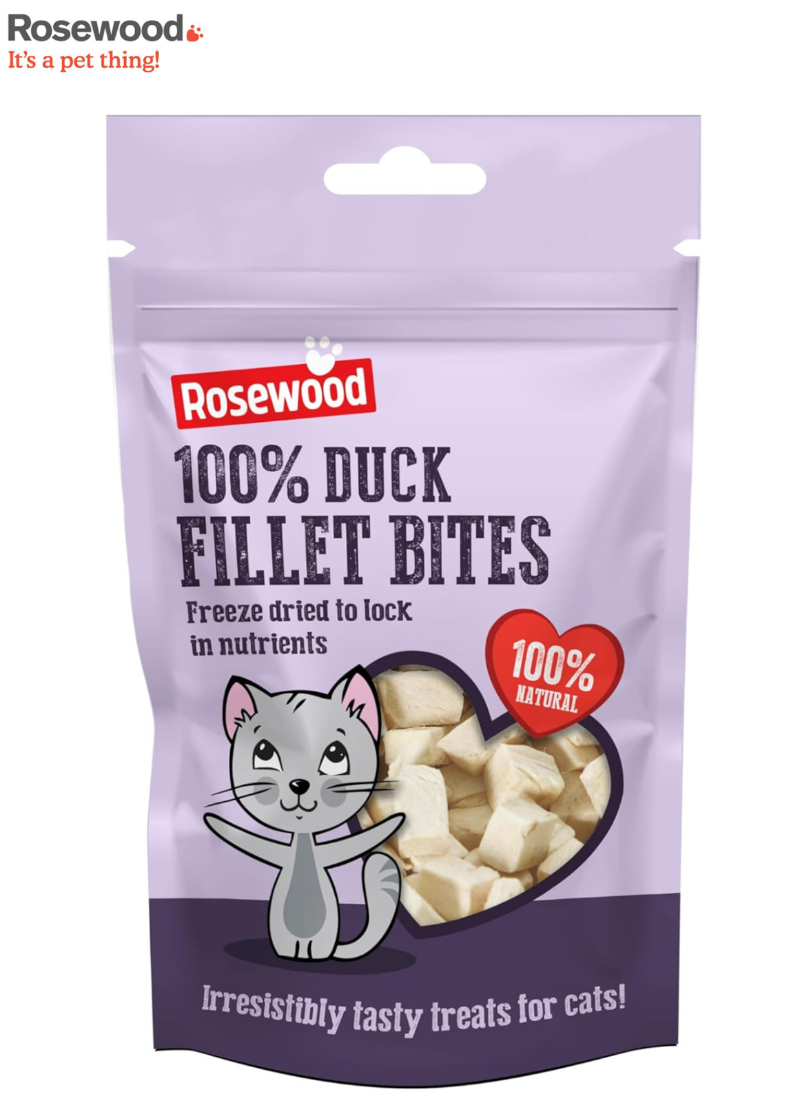 ROSEWOOD CAT FREEZE DRIED 100% DUCK FILLET BITES CAT TREATS 15G
