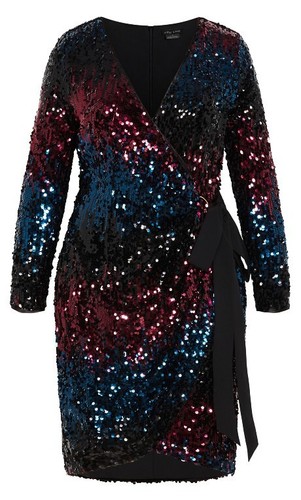 NEW City Chic Sexy Petrol Ombre Sequin Irresistible Dress Plus Size XS 14 #O88 - Picture 4 of 14