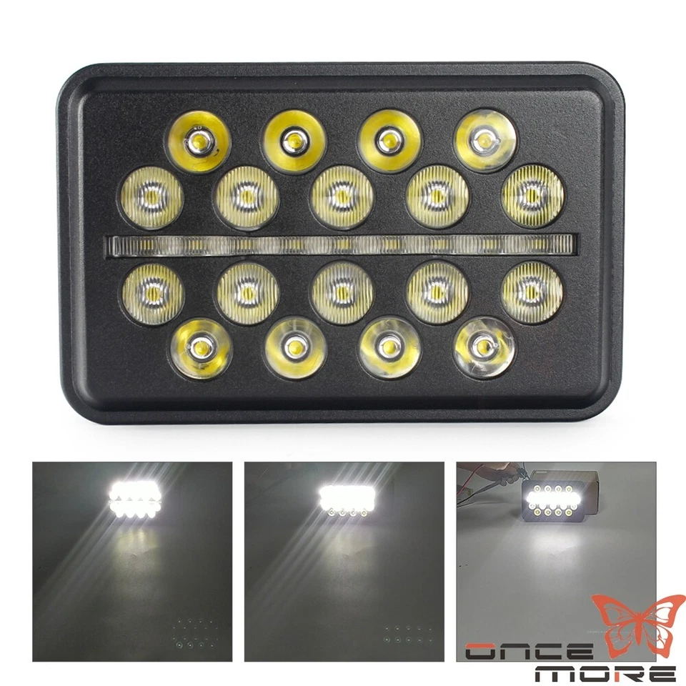 Faro LED rectangular carcasa negra 4"x6" con haz alto/bajo DRL 9W/54W/30W Foto 3 de 4