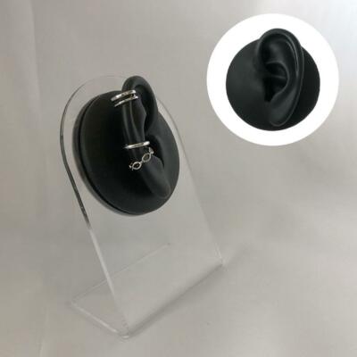 Silikon Ohr Modell echte Ohrform Ohrringe Schmuck Display linkes Ohr schwarz