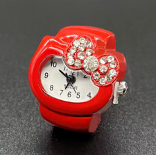 Finger Ring Watches Elastic Analog Watch  Red