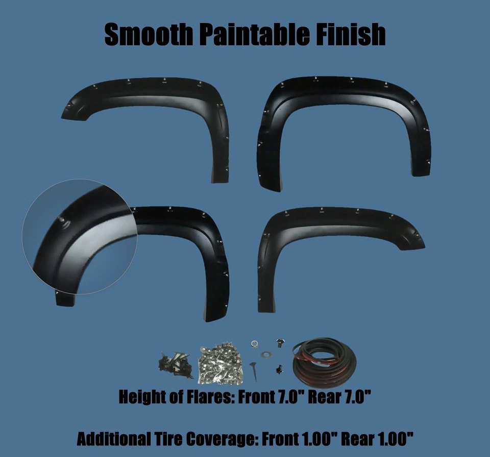 For 07-14 Chevrolet Suburban 1500 2500 Paintable Boss Pocket Fender Flares Set - Image 3 of 3