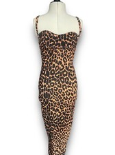 PLT Leopard Bodycon Pencil Dress Spaghetti Strap Sweetheart Neckline Sz 0/2