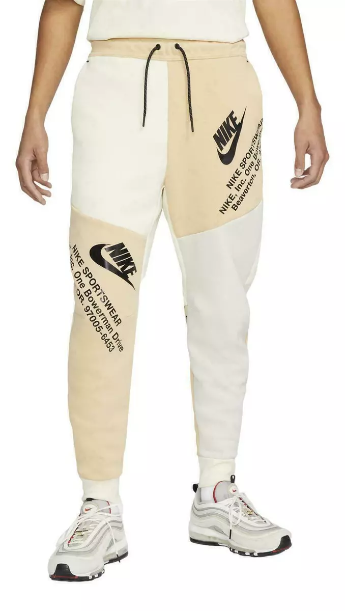 Men's Nike Sportswear Swoosh Trousers Joggers Sweatpants 2XL Beige