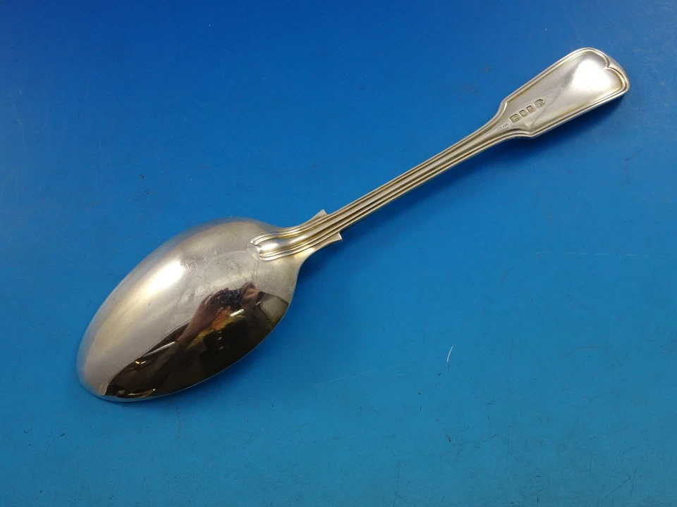 Fiddle Thread by James Robinson Sterling Silver Place Soup Spoon handle up 7 1/8 - Image 3 of 4