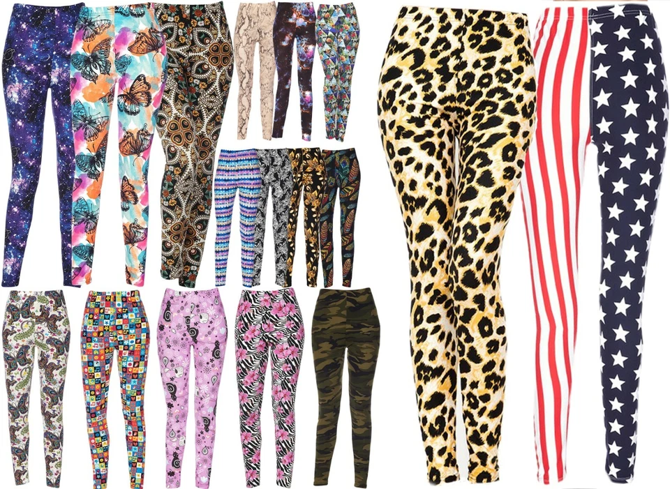 Leggings suaves cepillados estampados para mujer talla regular/grande Foto 3 de 4