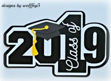 CRAFTECAFE GRAD TITLE Premade paper piecing scrapbook diecut page album piece 3D