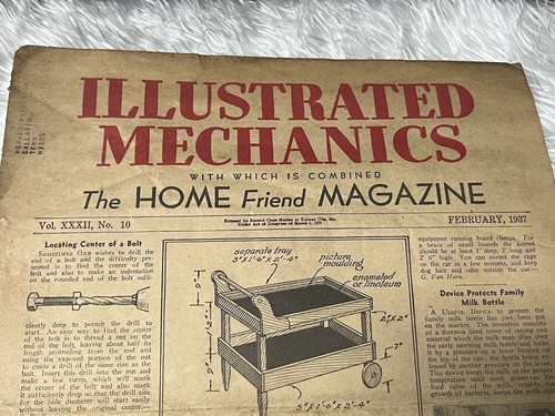 De colección 1937 Febrero Ilustrado Mecánica Home Friend Revista Periódico Grandes Anuncios - Imagen 3 de 11