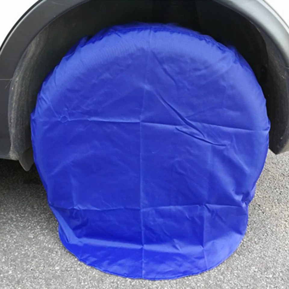 SUV Car Blue Wheel Tire Dust Covers Kits Snow Sun Protector Tyre Accessories - Image 4 of 4
