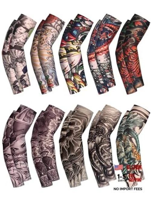 20 Pcs Men's Cooling Arm Sleeves Long Medium Bright Colors Novelty Style