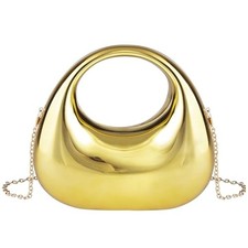 Acrylic Evening Clutch Purse Moon Shape Unique Transparent Gold-small Size