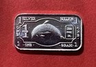 1 Gram Solid Silver Ingot With Cute Dolphin! .999 Pure Silver!