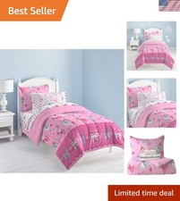 Fairy Tale Pink Twin Comforter Set - Magical Princess 5-Piece Bedding Ensemble