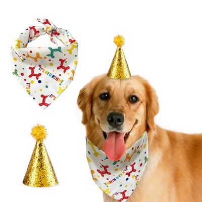 Dog Birthday Hat and Bandana for Boy/Girl Pet Party Supplies  Scarf for Small...
