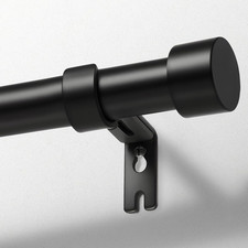 Zeerobee Curtain Rods for Windows 48 to 84, Black Curtain Rod, Adjustable 1 Inch