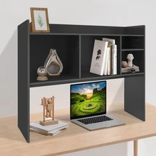 6 Compartments Black Desktop Organizer Office Storage Rack Desktop Bookshelf