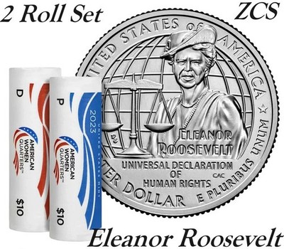 2023 PD Eleanor Roosevelt American Women Quarters 2 Roll Set US Mint Packaging