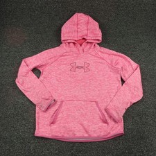 Under Armour Hoodie Womens Small Pink Fleece Pullover Kangaroo Pocket Logo