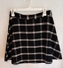 Old Navy Black White Flannel Plaid A-Line Mini Skirt Women's Size 4